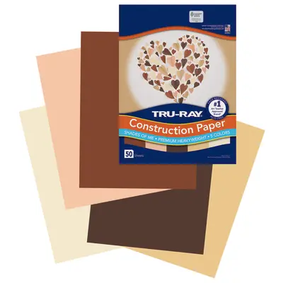 Tru-Ray Shades of Me Construction Paper, 5 Assorted Skin Tone Colors, 9" x 12", 50 Sheets