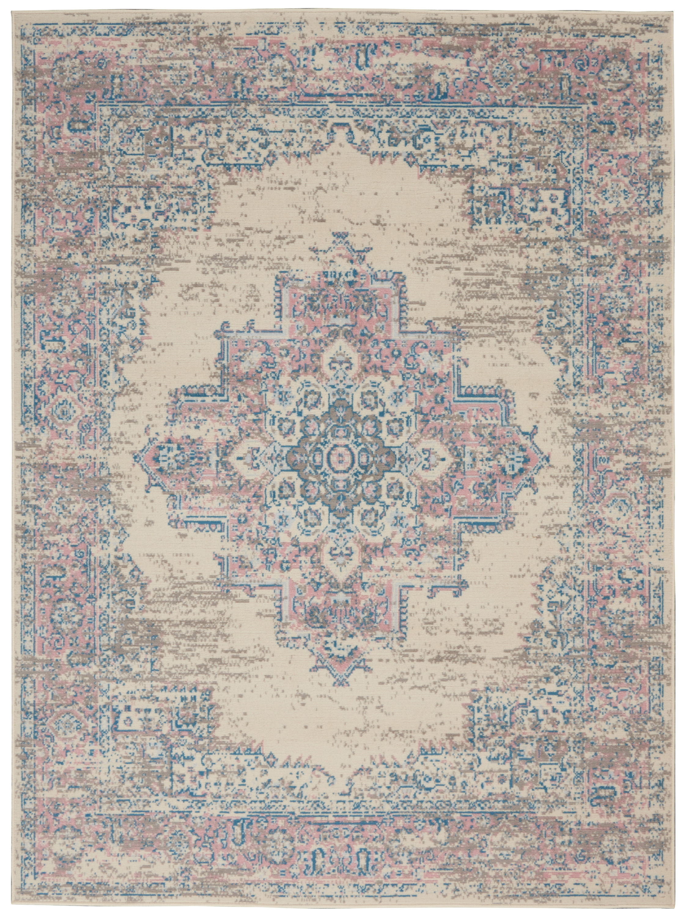Nourison Grafix 3'9" x 5'9" Ivory Pink Vintage Indoor Rug
