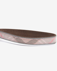 Reflective Tartan Dog Lead Taupe-Pink Tartan
