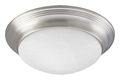 Ceiling Fixture Steel Brushed Nickel Flush Mount 2-Light 120V 60W Alabaster Glass 14 in. Dia. Gray 4.63 H x 14 W in.