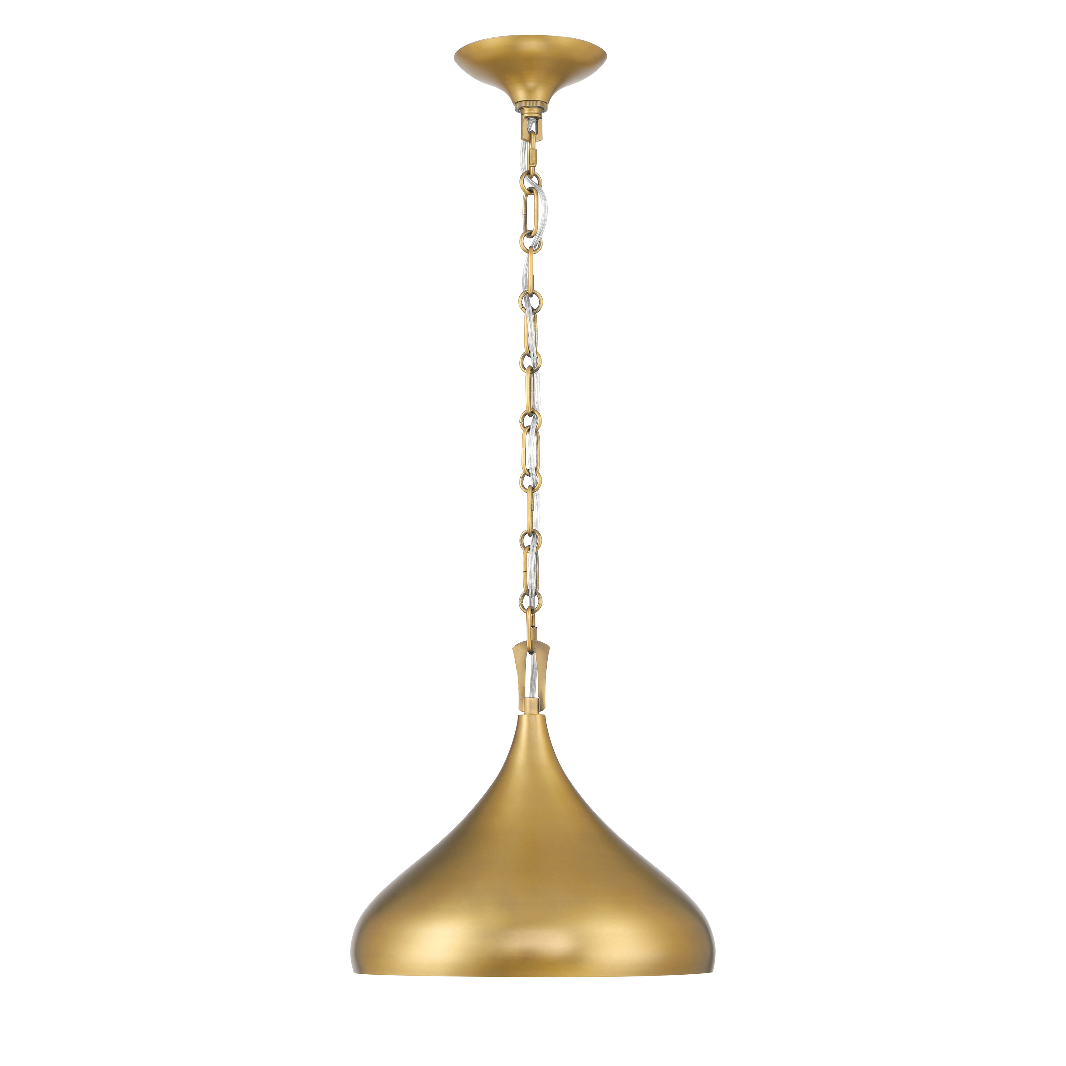 The Cedar Lane pendant combines classic transitional styling with a warm Legacy Brass finish. Its compact 12.75-inch size makes it perfect for smaller spaces or grouped installations over kitchen islands. - alternate view