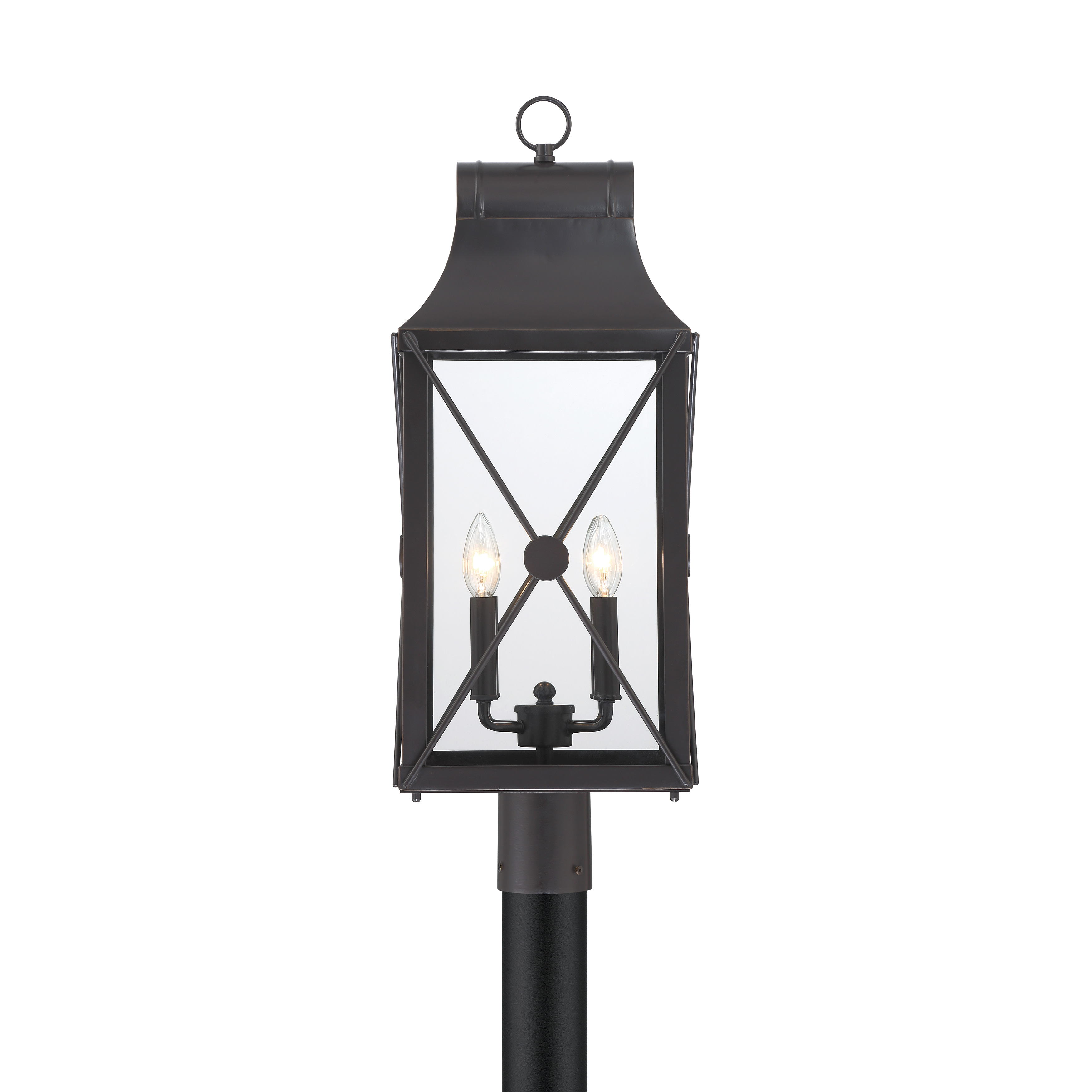 4 Light Post Mount in Oil Rubbed Bronze with Gold Highlights Finish with Clear Glass - alternate view