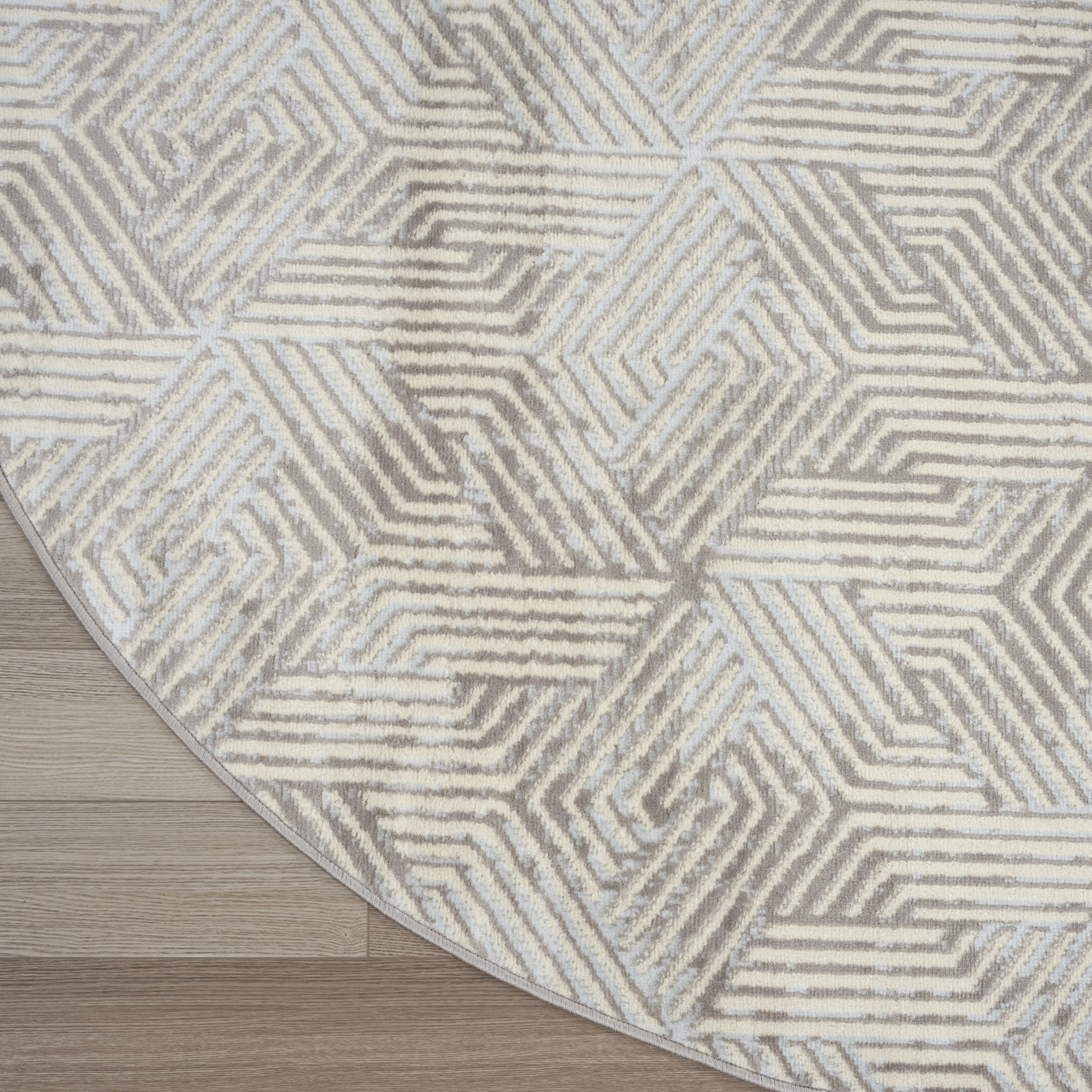 Nourison Grafix 5'3" x Round Grey Modern Indoor Rug