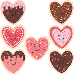 Frosted Heart Cookies Accents, Pack of 30