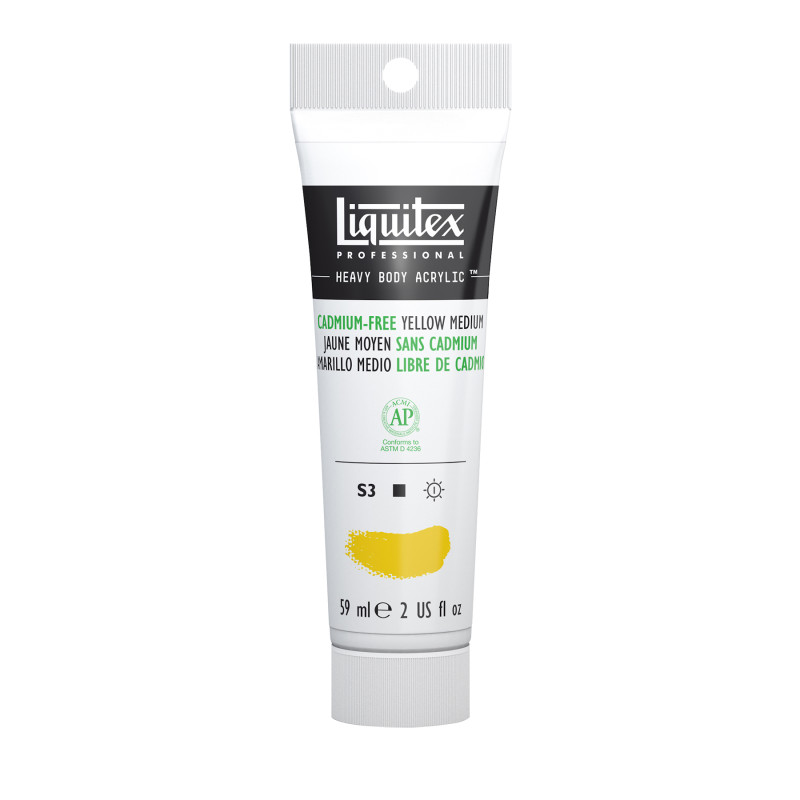 Professional Heavy Body Acrylic Paint, 59 mL Tube, Cadmium Free Yellow Medium