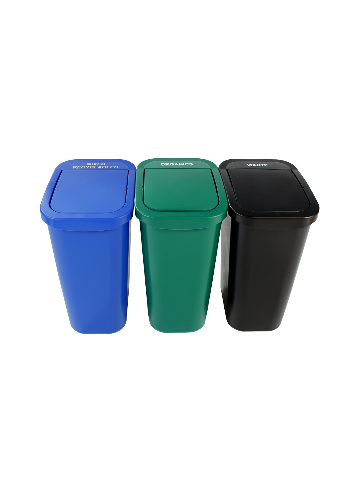 BILLI BOX – Triple – Kit – 10 G – Mixed Recyclables-Organics-Waste – Swing – Blue-Green-Black