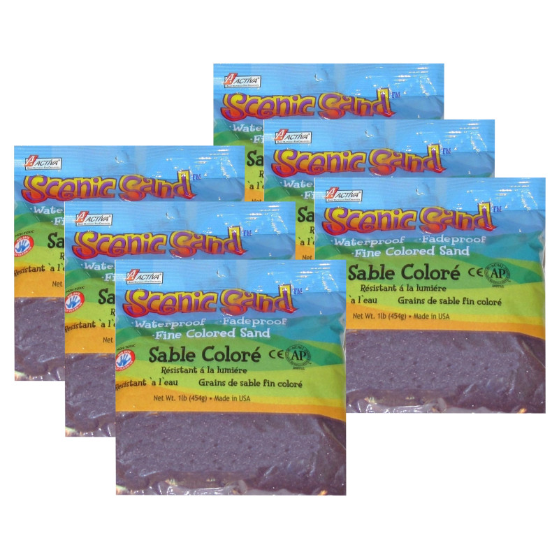 Scenic Sand™ Craft Colored Sand, Purple, 1lb (454g) Bag, Pack of 6