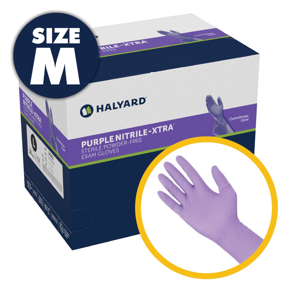 Purple Nitrile-XTRA Sterile Exam Gloves, Medium, Powder Free, Latex Free, 50prs/Box