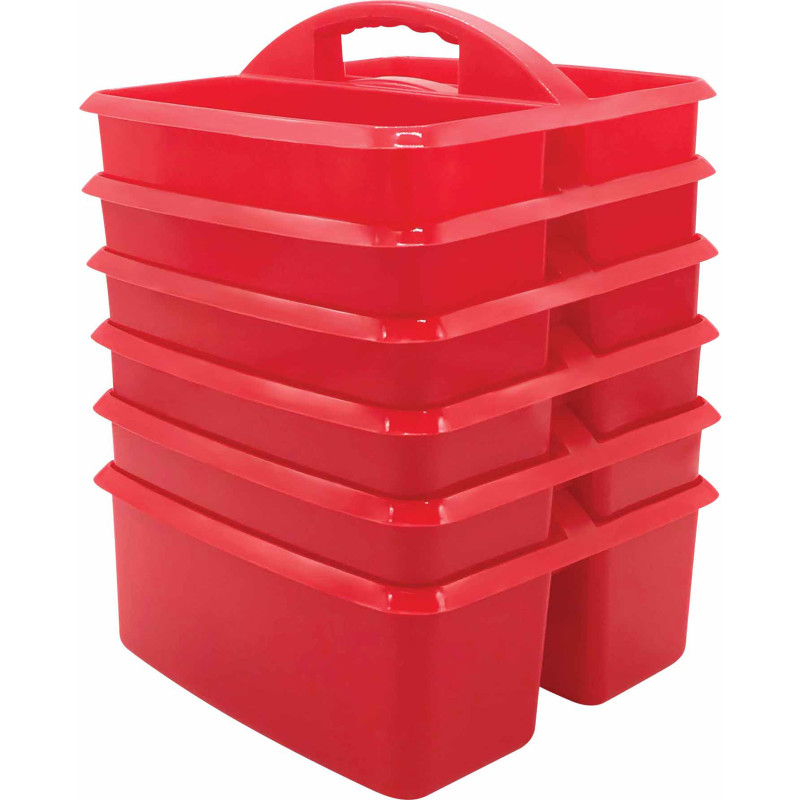 Red+Plastic+Storage+Caddy%2C+Pack+of+6