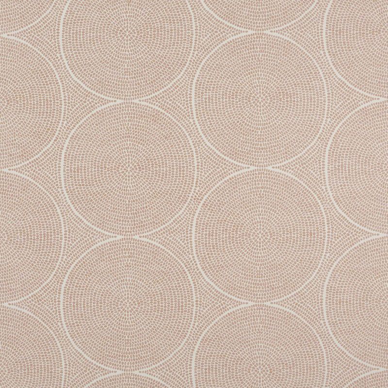 Beige-pink wallpaper with concentric dotted circular motifs repeats across the surface, forming overlapping rings on a flat, softly lit interior wall.