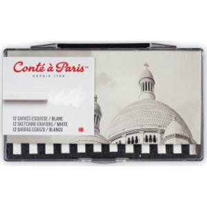 Carrés Esquisse Sketching Pastel Crayons, White HB, Set of 12