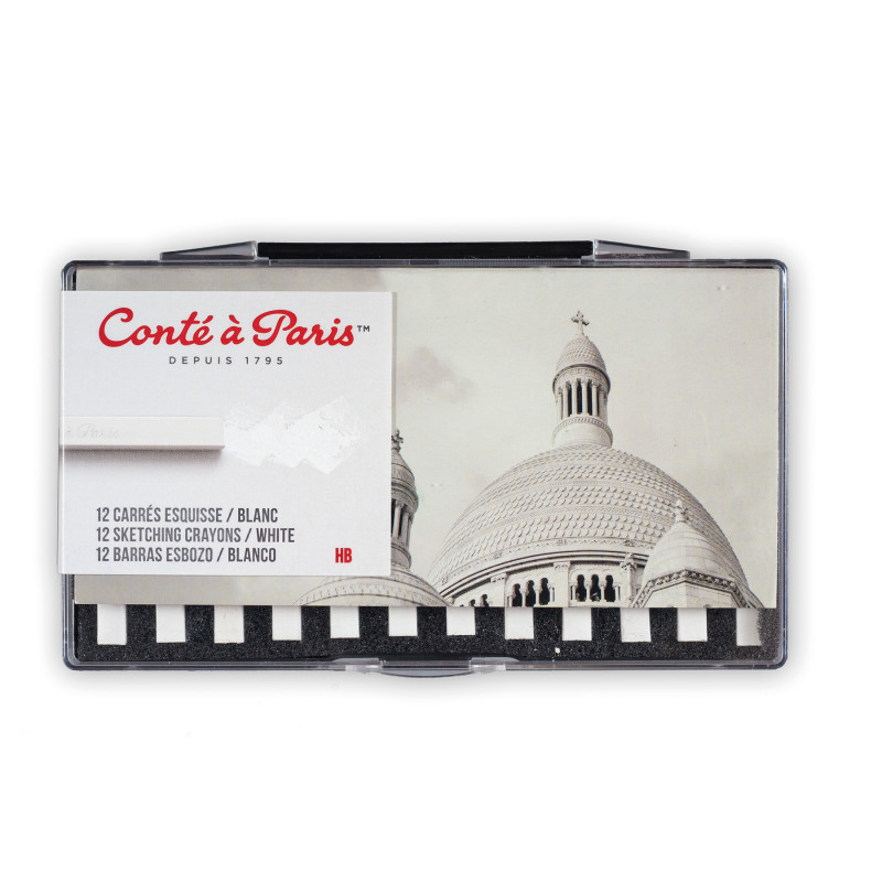 Carrés Esquisse Sketching Pastel Crayons, White HB, Set of 12