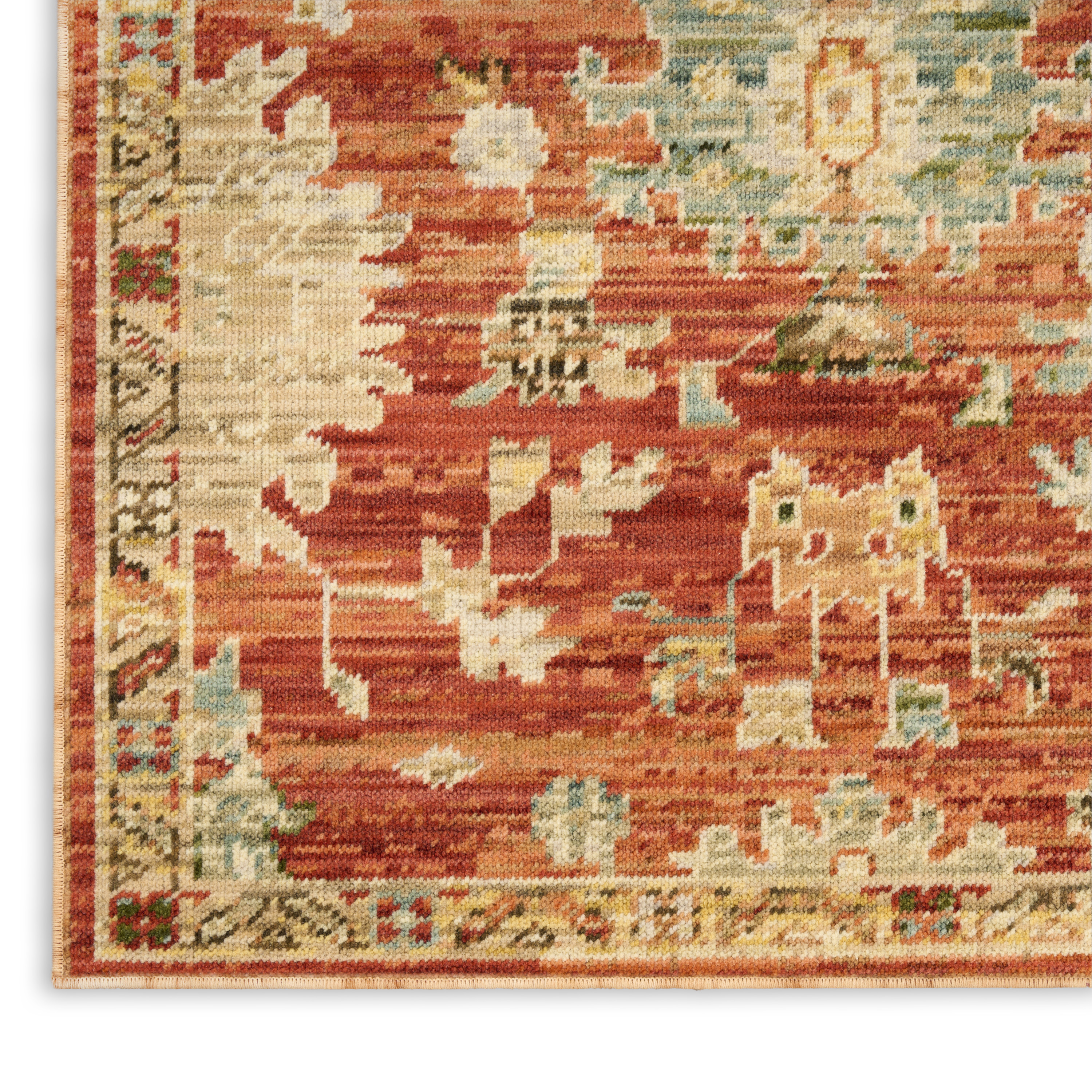 Nourison Antique Bloom 2'4" x 12' Brick Vintage Indoor Rug