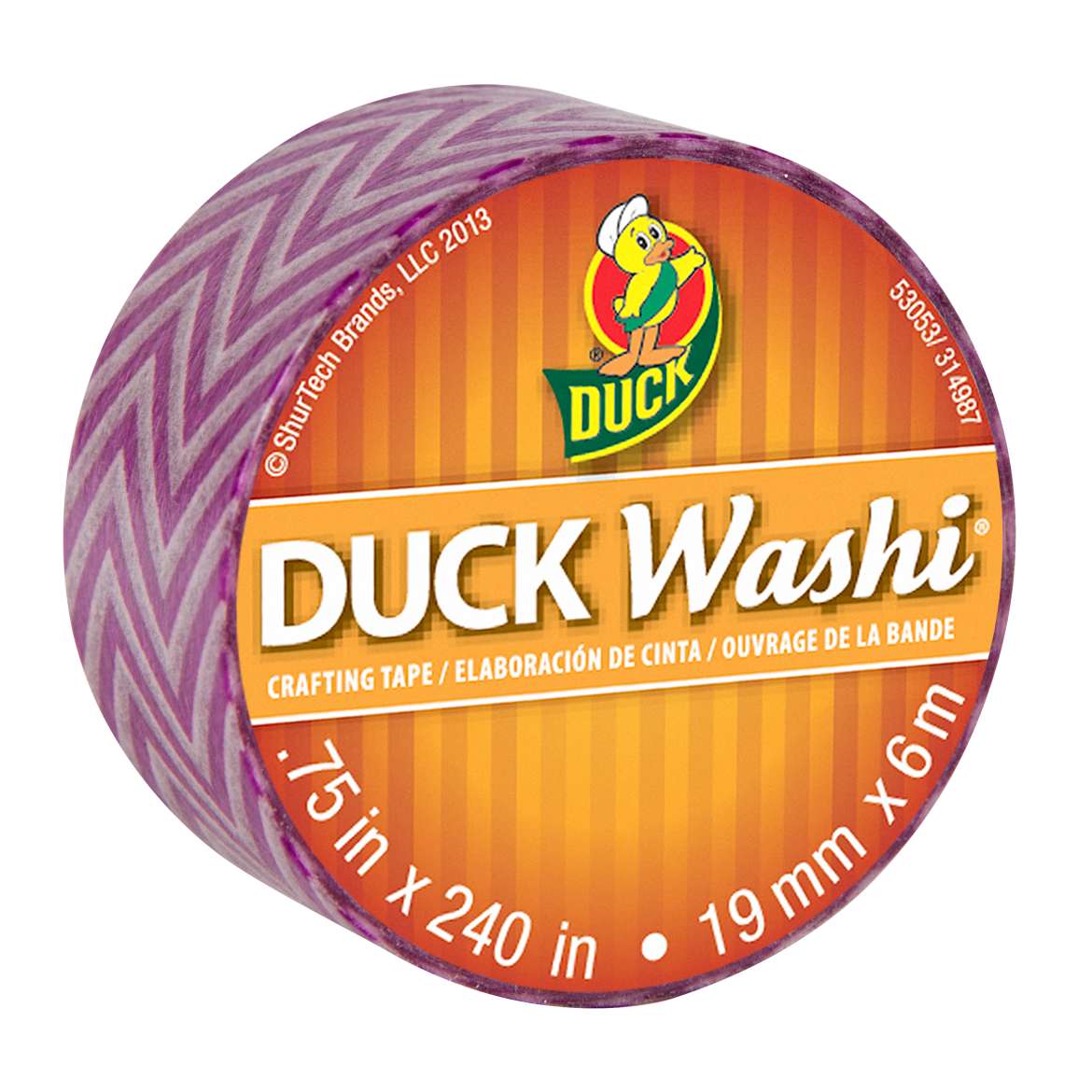 Duck Washi® Crafting Tape - Purple Chevron, .75 in. x 240 in. Image