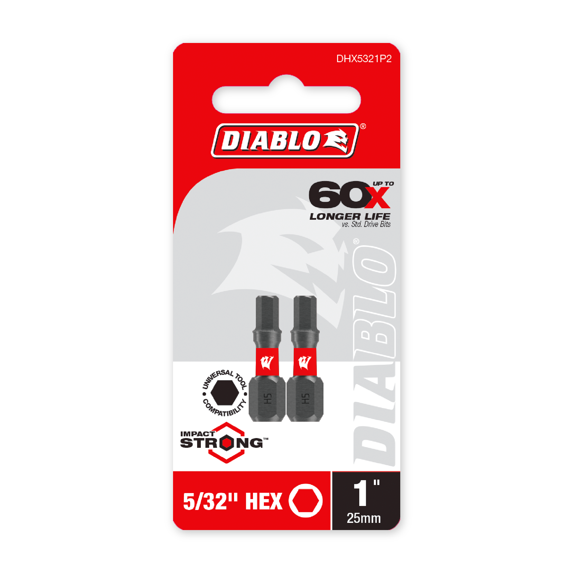 Diablo 5/32 in. x 1 in. Hex Drive Bit in its retail packaging, ready for the job box or tool bag