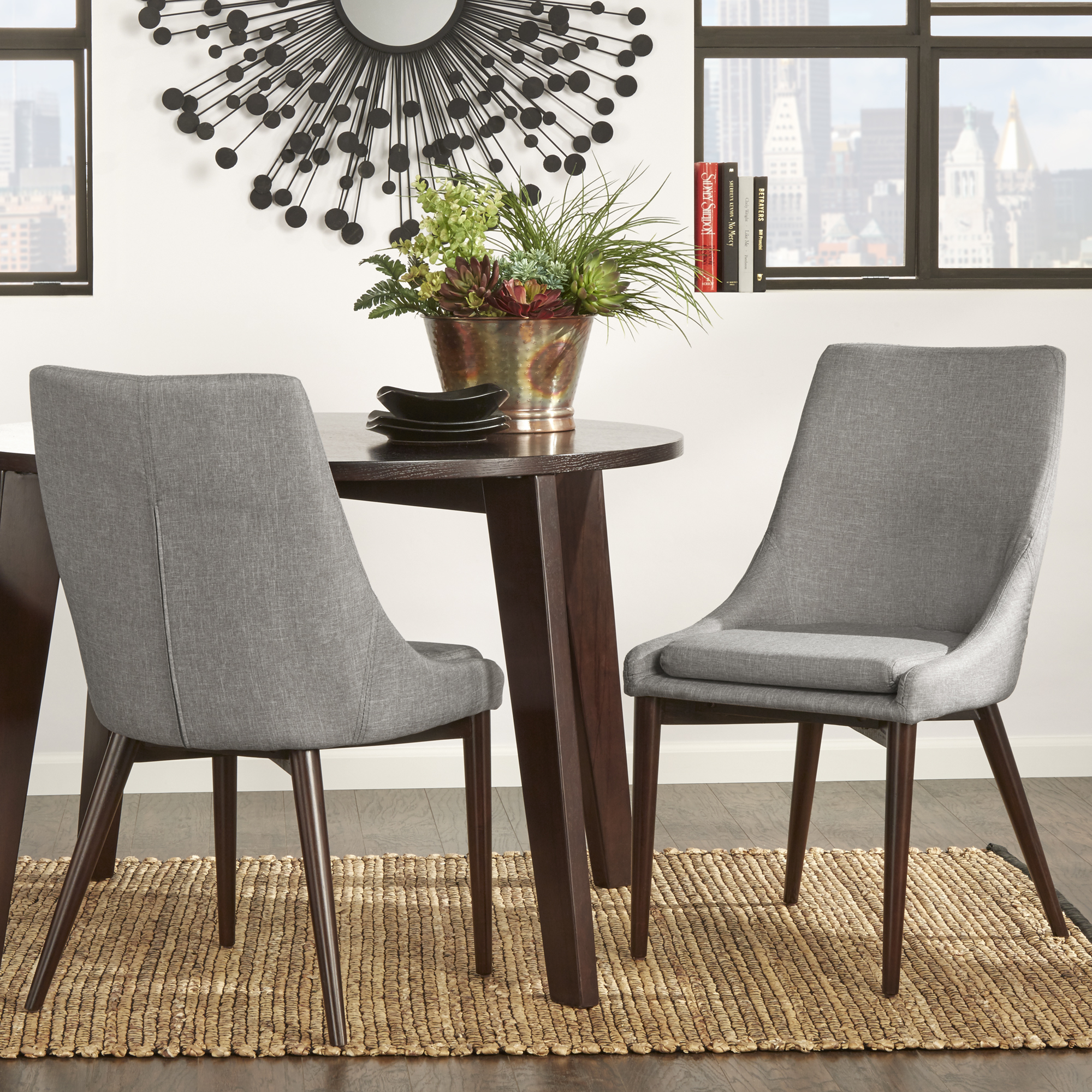 Mid-Century Barrel Back Fabric Dining Chairs (Set of 2)