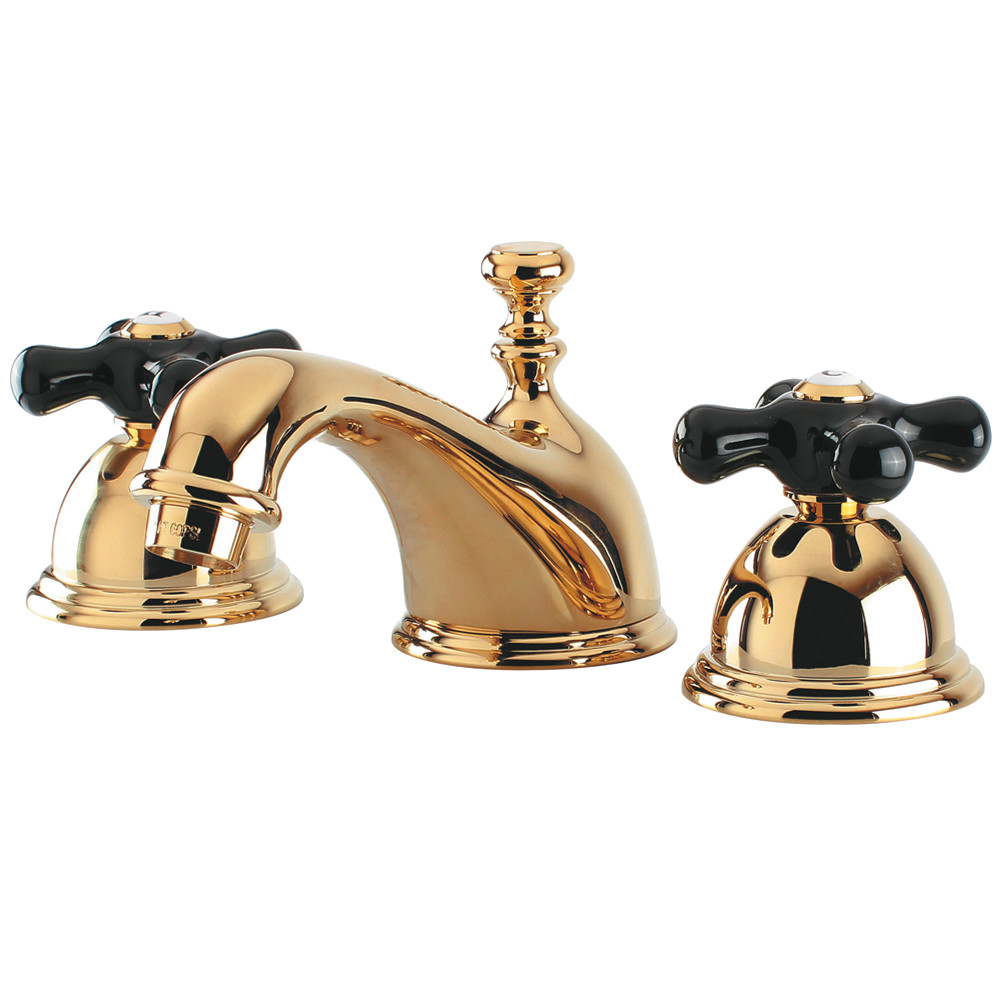 Widespread Bathroom Faucet with Brass Pop-Up, Polished Brass with 3 Finish Options