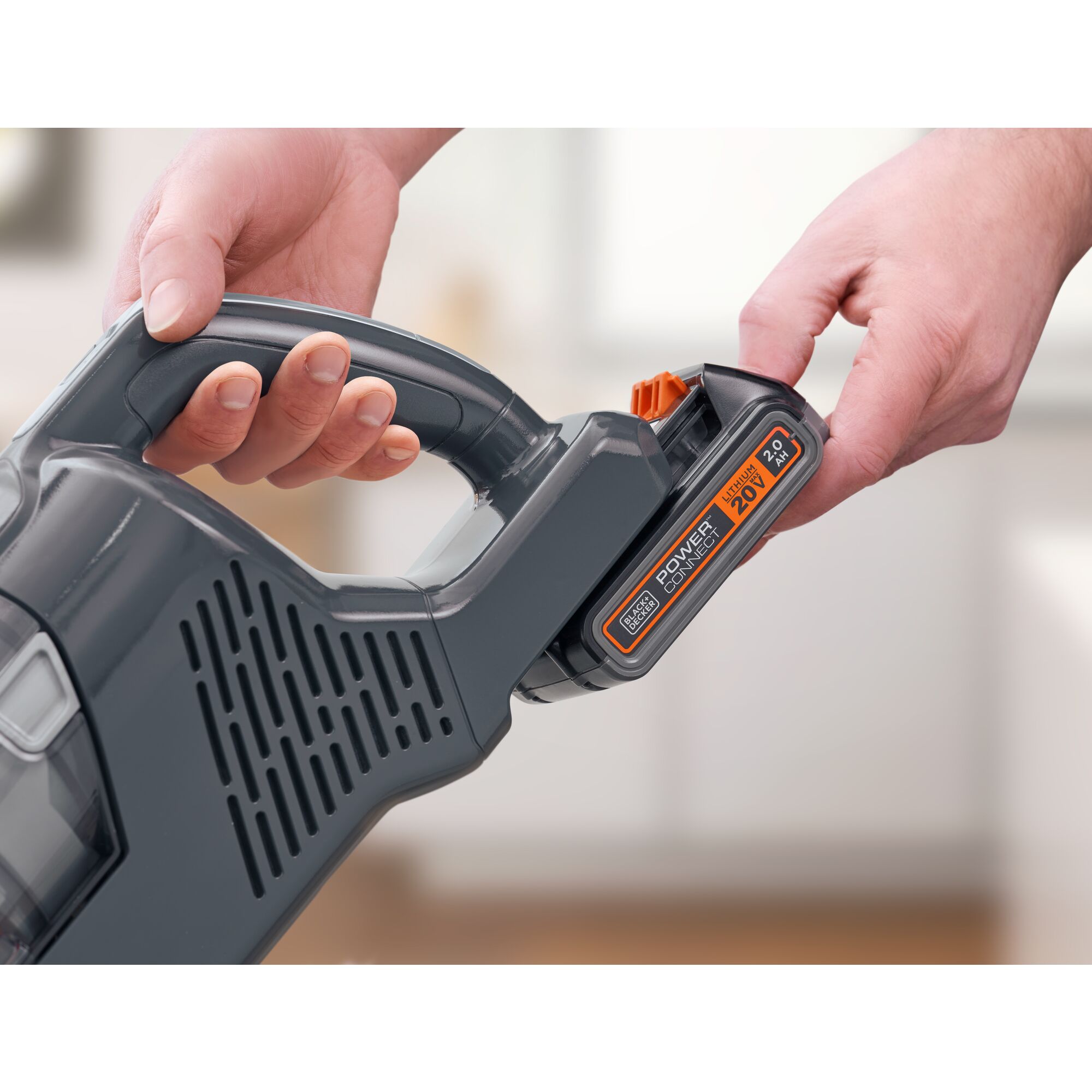 Removable battery feature of POWER SERIES plus MAX Cordless Stick Vacuum Kit.