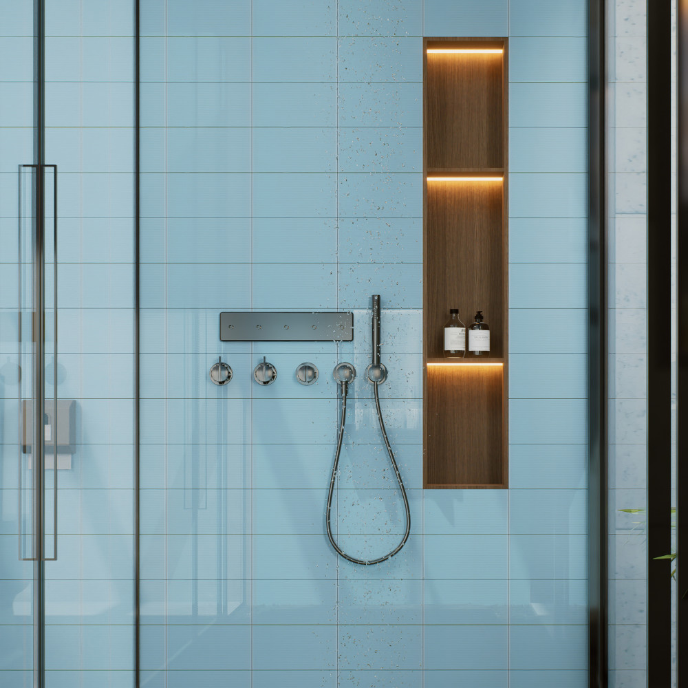 Piscina Glossy Light Blue with BioTech 4-3/4 in. x 9-5/8 in. Porcelain Floor and Wall Tile