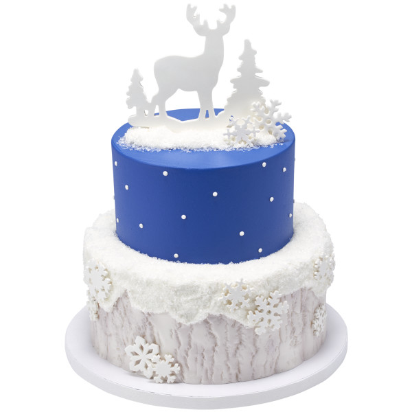 Deer and Pine Trees Gum Paste Layon