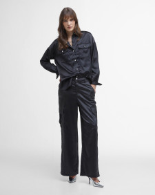 Kaylee Satin Cargo Trousers Classic Black