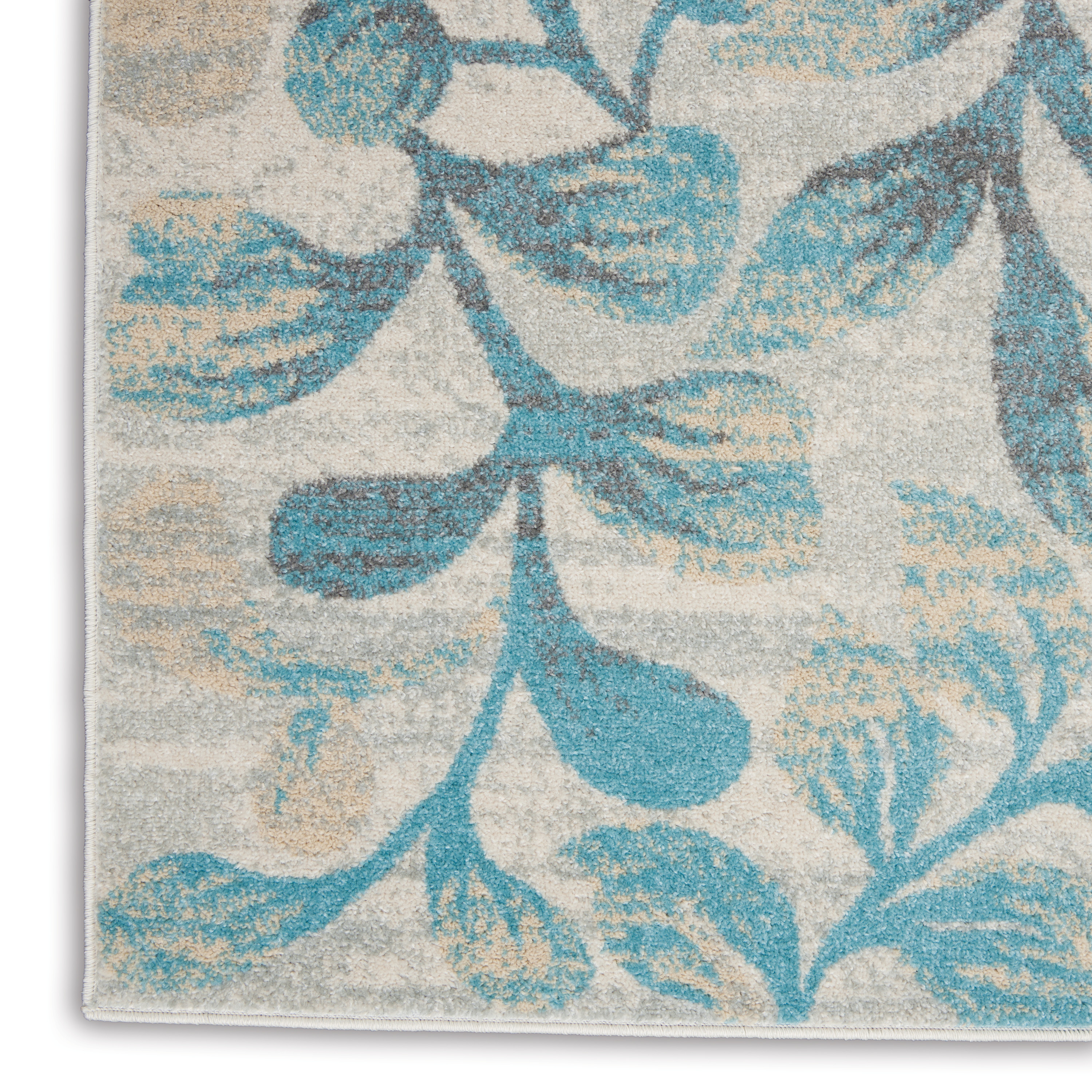 Nourison Tranquil 4' x 6' Ivory Turquoise Farmhouse Indoor Rug