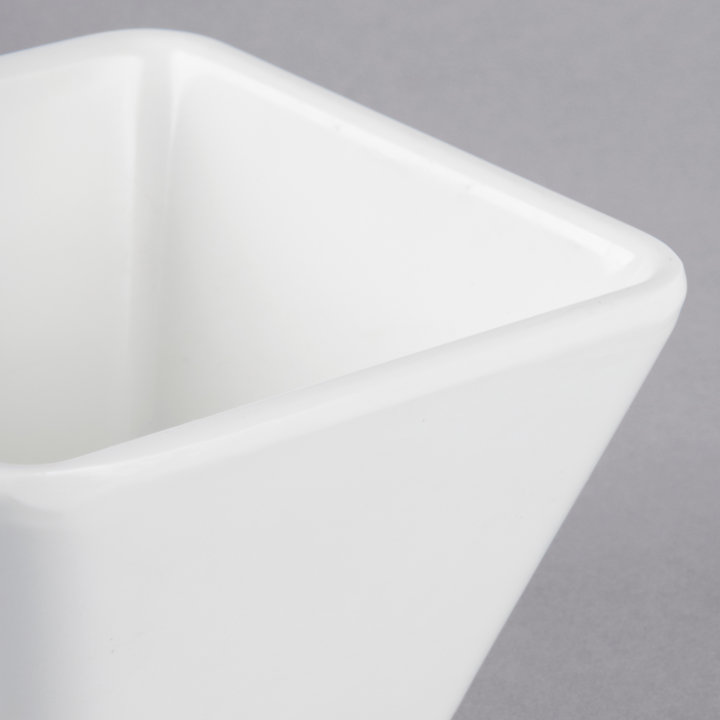 Extra-small square melamine cubic display bowl in white