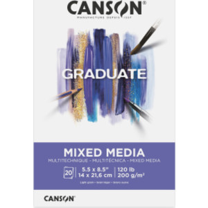 Graduate Mixed Media Pad, Foldover Binding, 20 Sheet, 5.5x8.5 inch, 1 Count