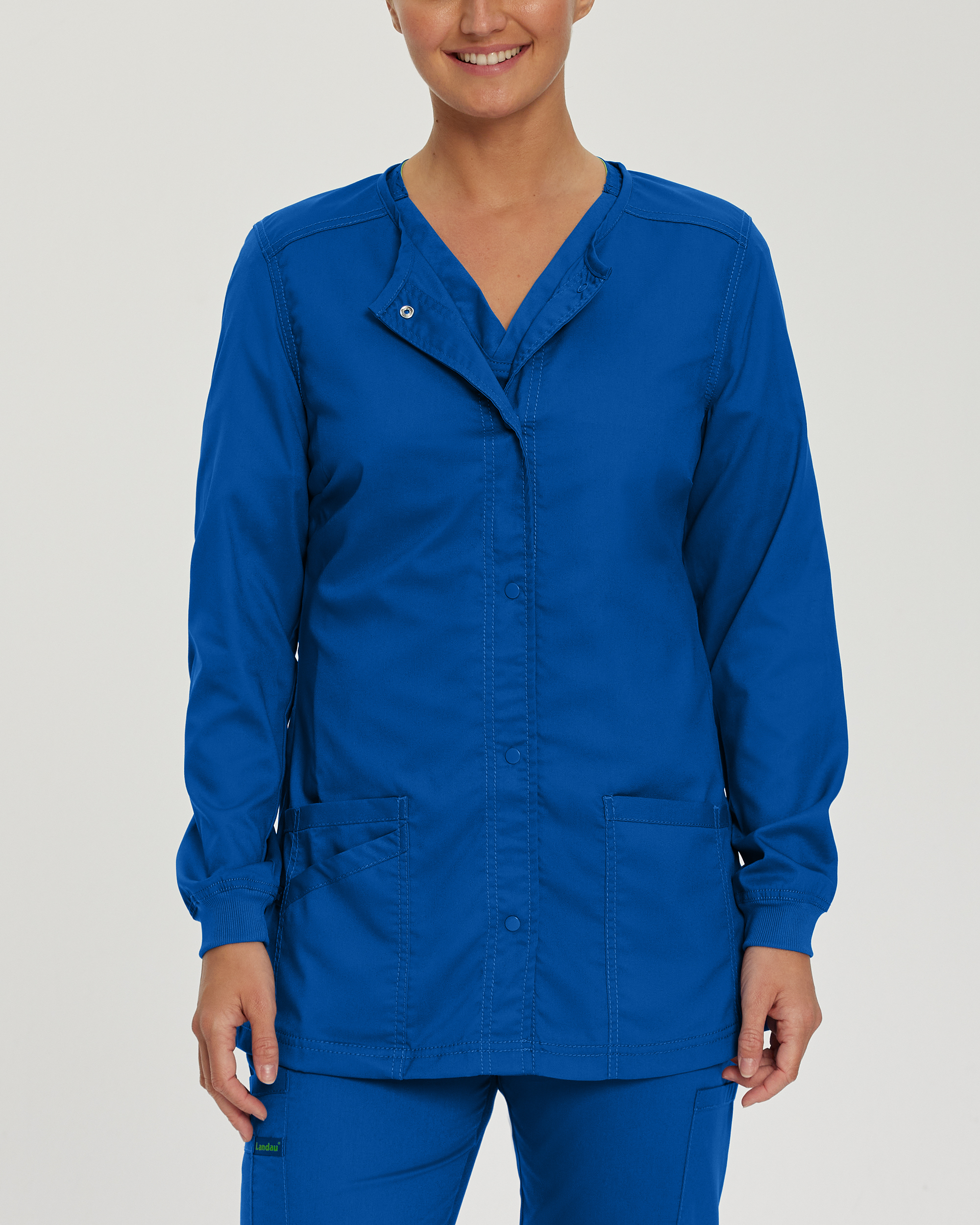 Landau ProFlex Women&#8216;s 3-Pocket Warm-Up Scrub Jacket-Landau