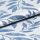 Folded woven fabric with raised blue leaf jacquard pattern; folded and overlapping, revealing textured weave and subtle sheen; close-up product-style shot with soft, neutral lighting suggesting upholstery or curtain material.
