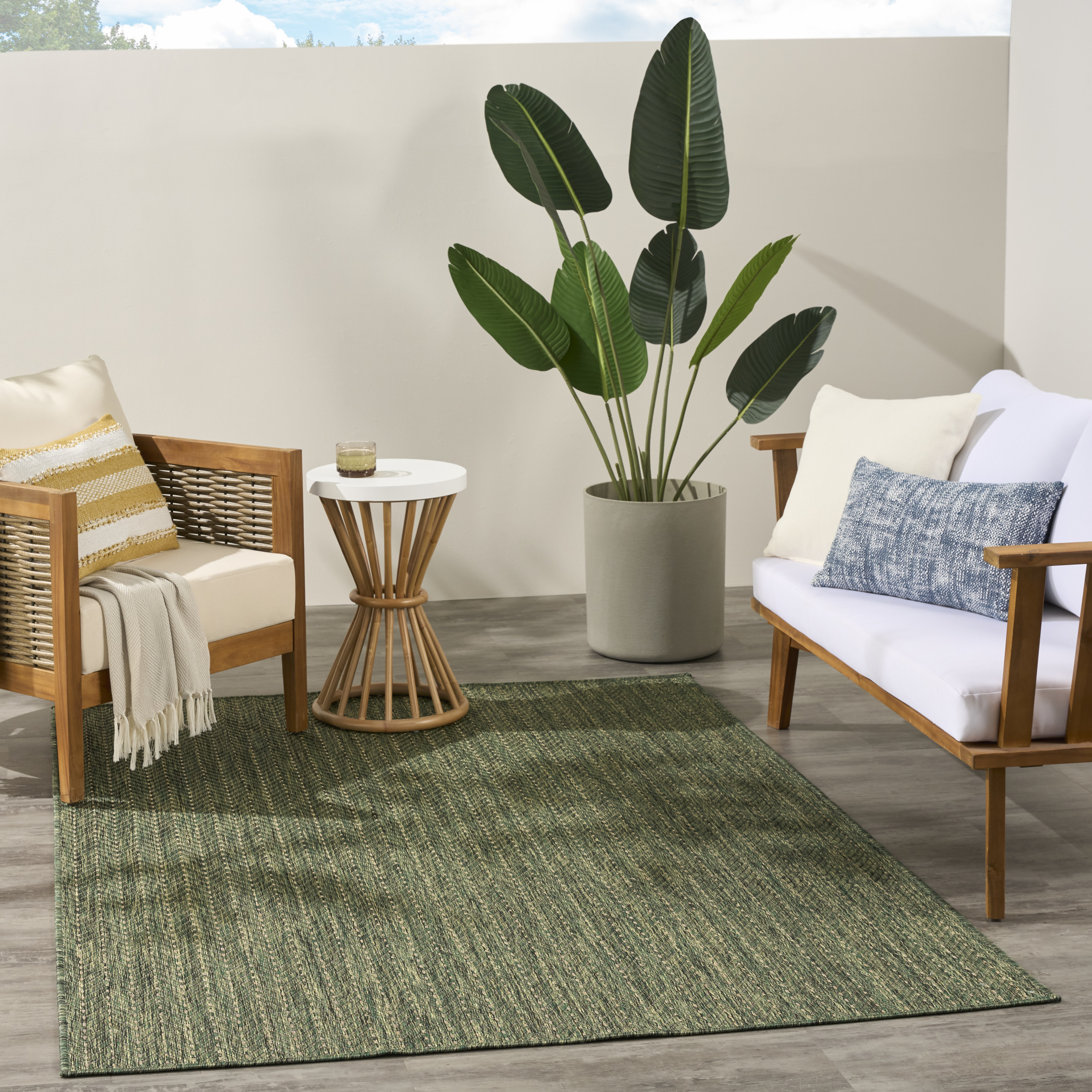 Nourison Horizon Indoor/Outdoor 6' x 9' Green Modern Rug