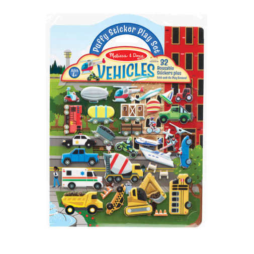 Melissa & Doug Reusable Puffy Sticker Play Set: Vehicles
