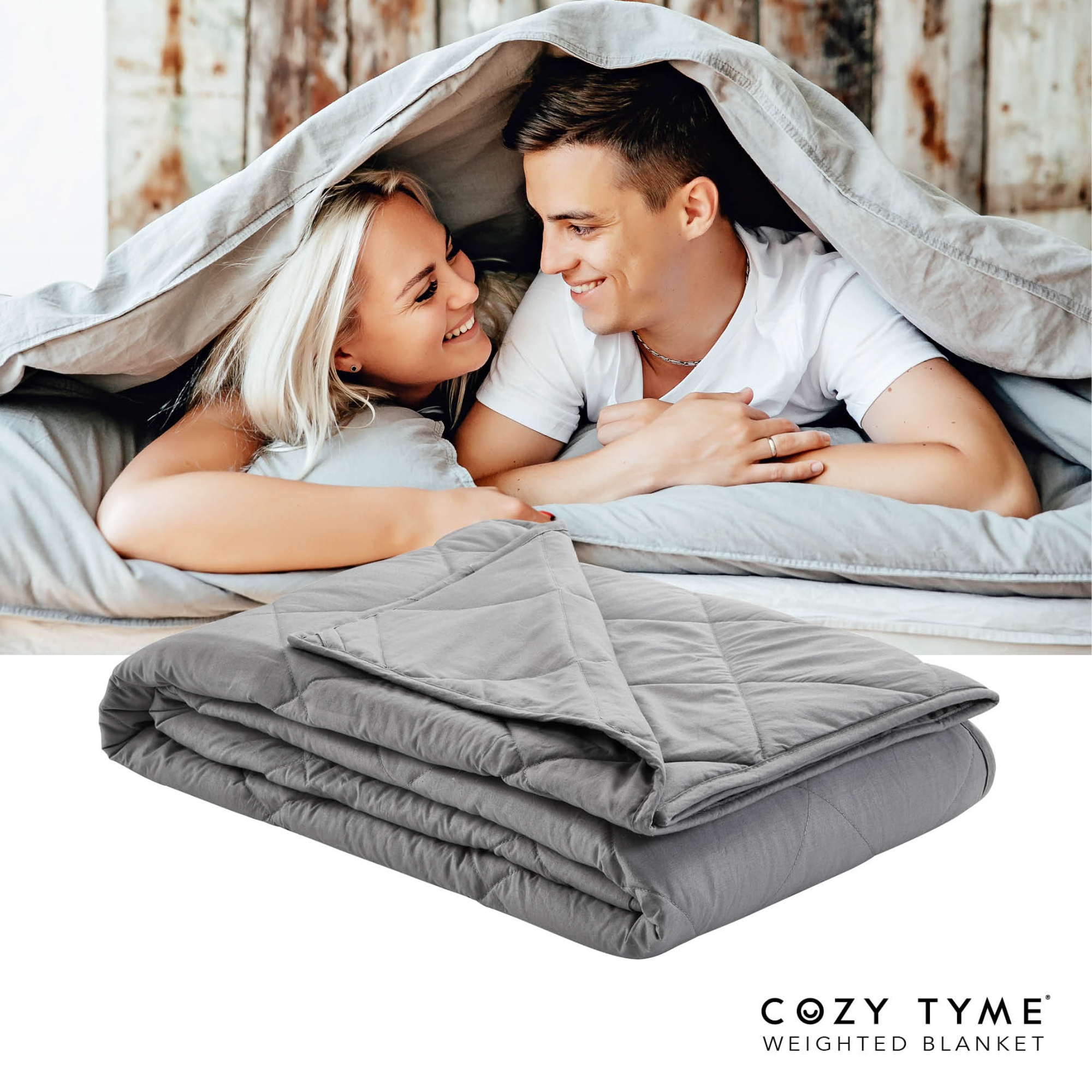 Cozy Tyme Grey 100% Cotton Throws 6 Pound Calm Sleeping