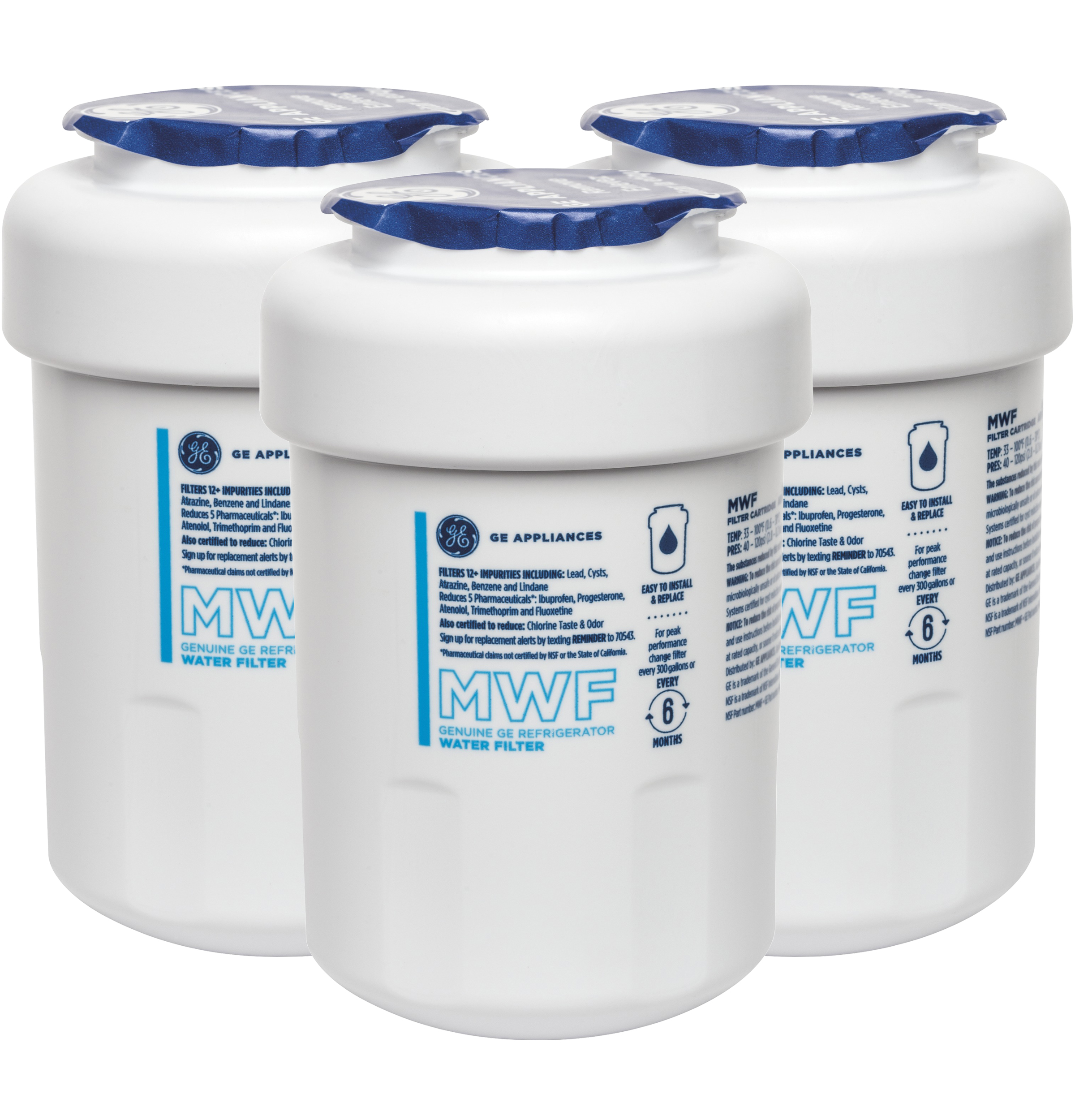 GE® MWF™ REFRIGERATOR WATER FILTER 3-PACK &mdash; Model #: MWFP3PK