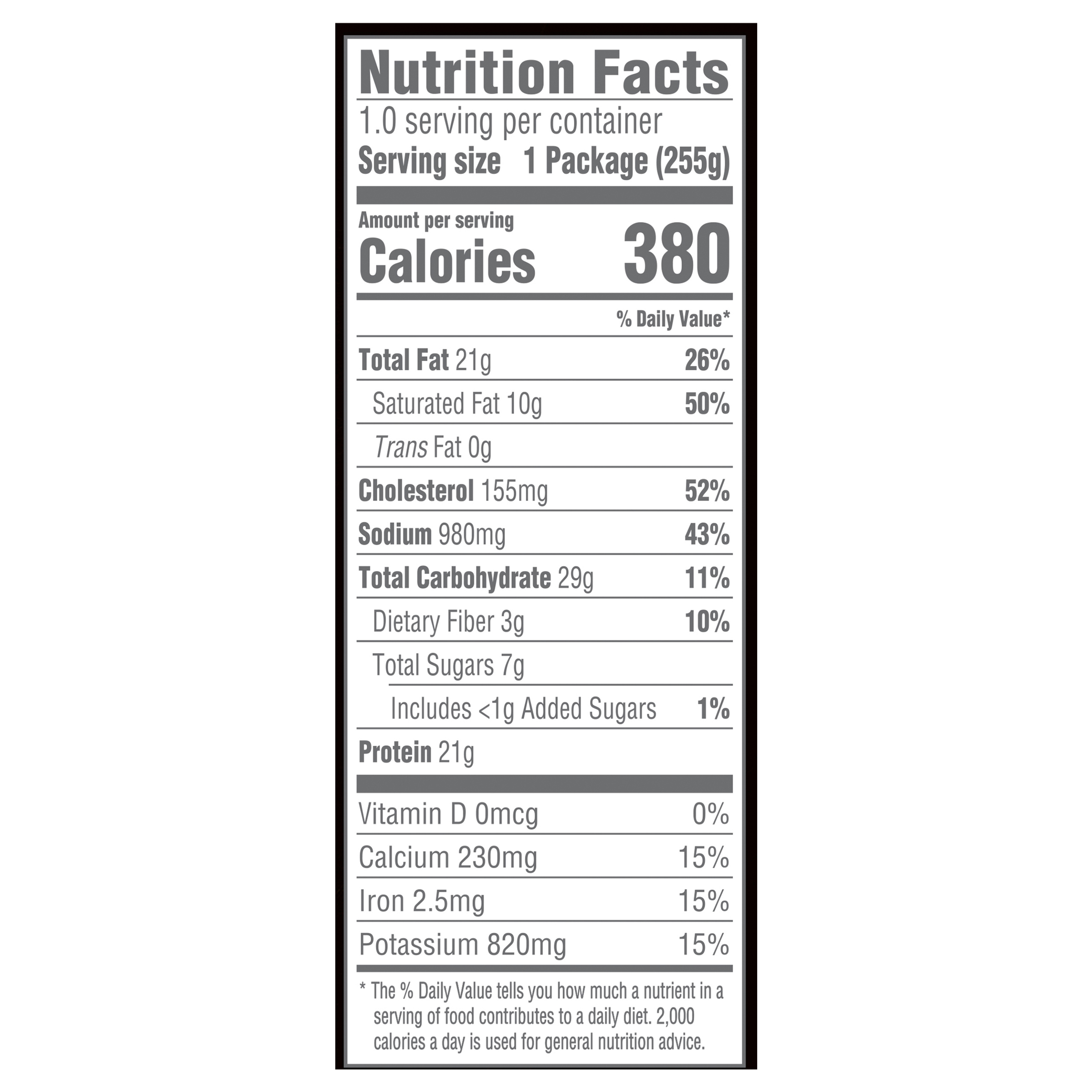 product nutritional facts image
