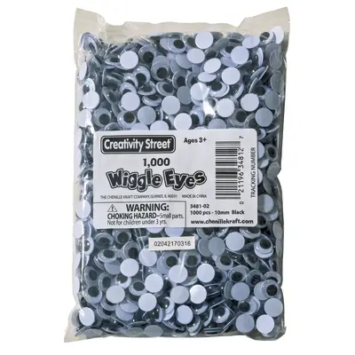 Creativity Street  Wiggle Eyes, Black,  10 mm, 1000 Pieces