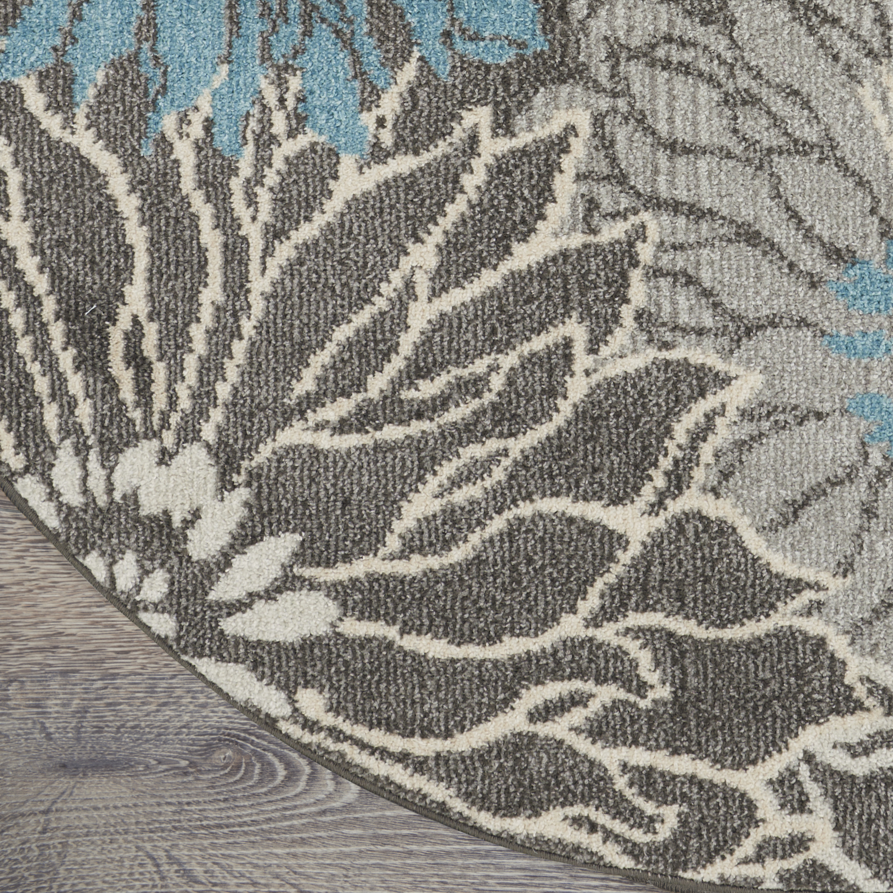 Nourison Passion 4' x Round Charcoal Blue Contemporary Indoor Rug