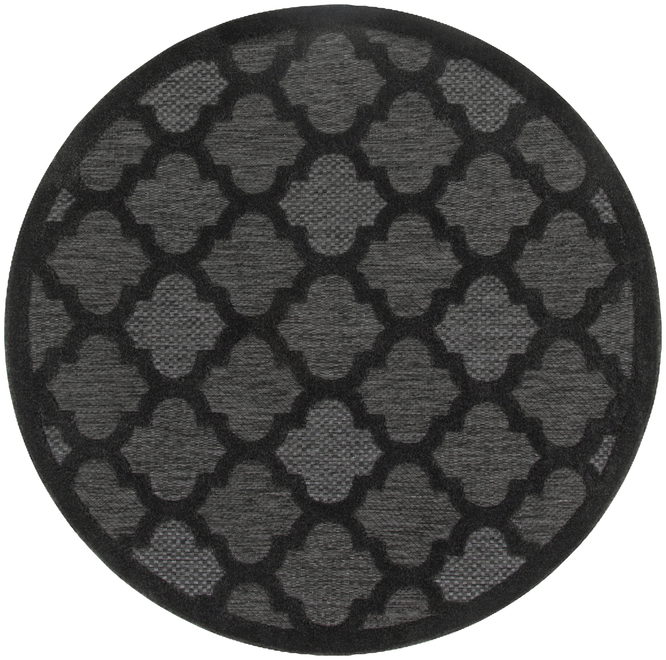 Nourison Easy Care 5' x Round Charcoal Black Modern Rug
