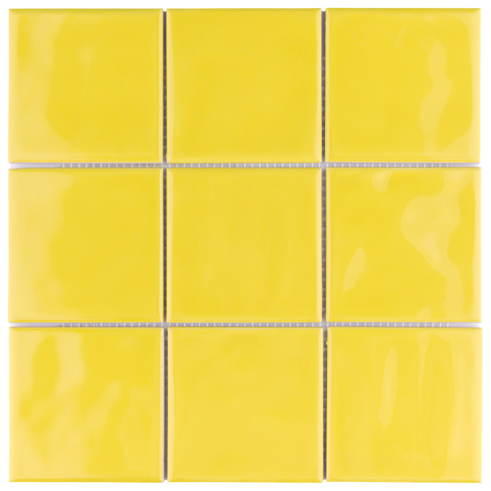 Twist Square Yellow Lemon 11-3/4 in. x 11-3/4 in. Ceramic Mosaic Tile