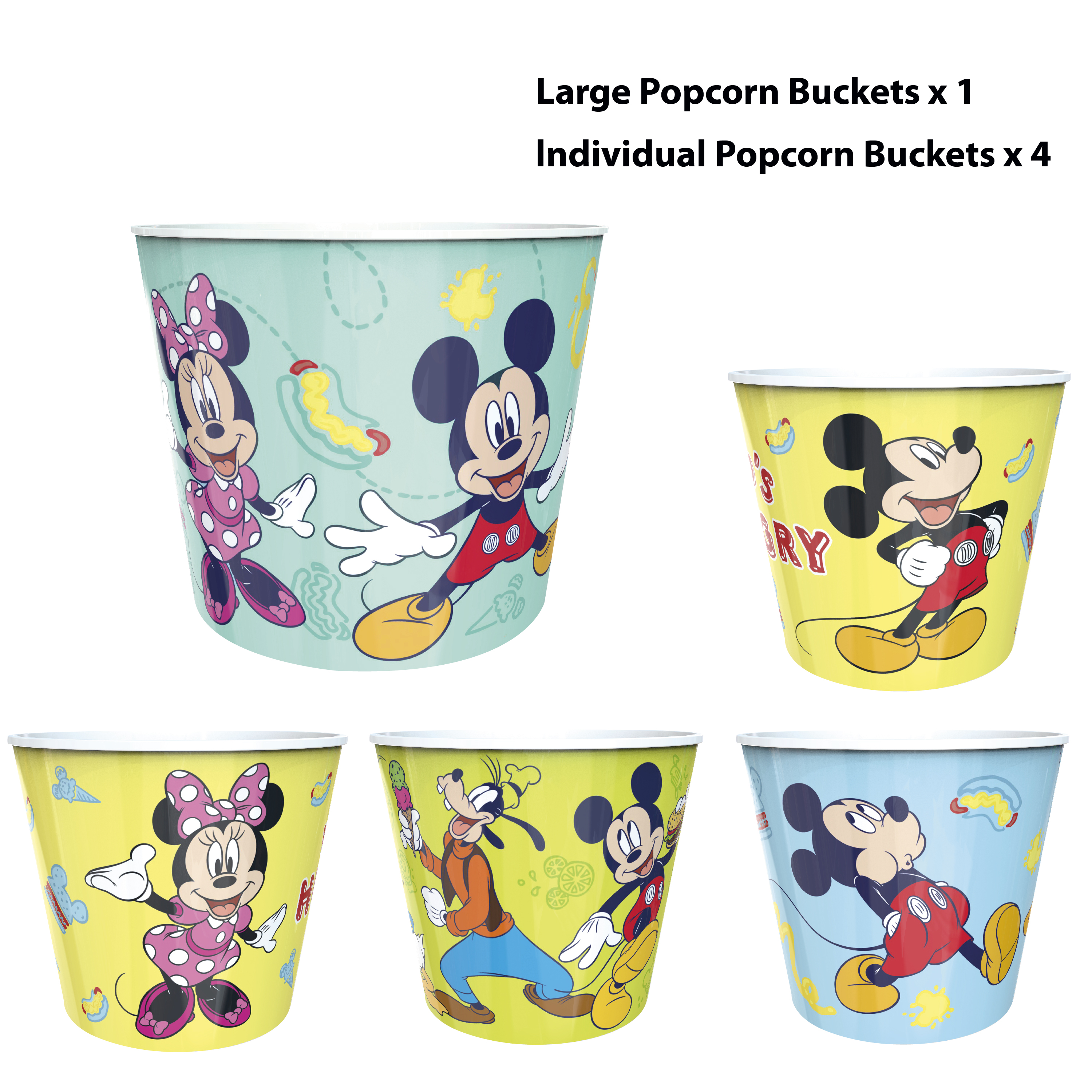 Disney Plastic Popcorn Container and Bowls, Mickey Mouse and Minnie Mouse, 5-piece set slideshow image 12 Disney Plastic Popcorn Container and Bowls, Mickey Mouse and Minnie Mouse, 5-piece set slideshow image 12