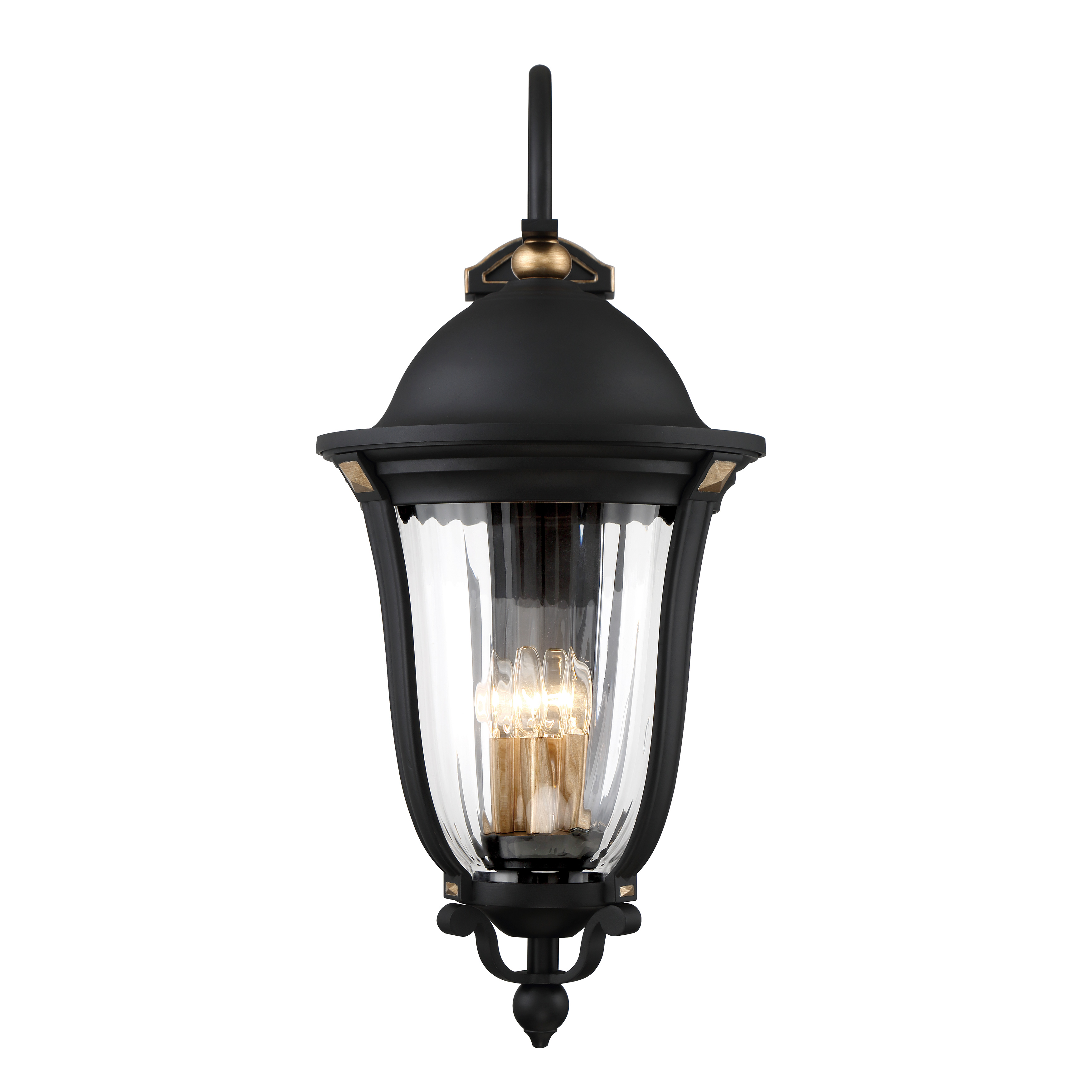 5 Light Wall Mount in Sand Coal and Vermeil Gold with Clear Ribbed Glass - alternate view