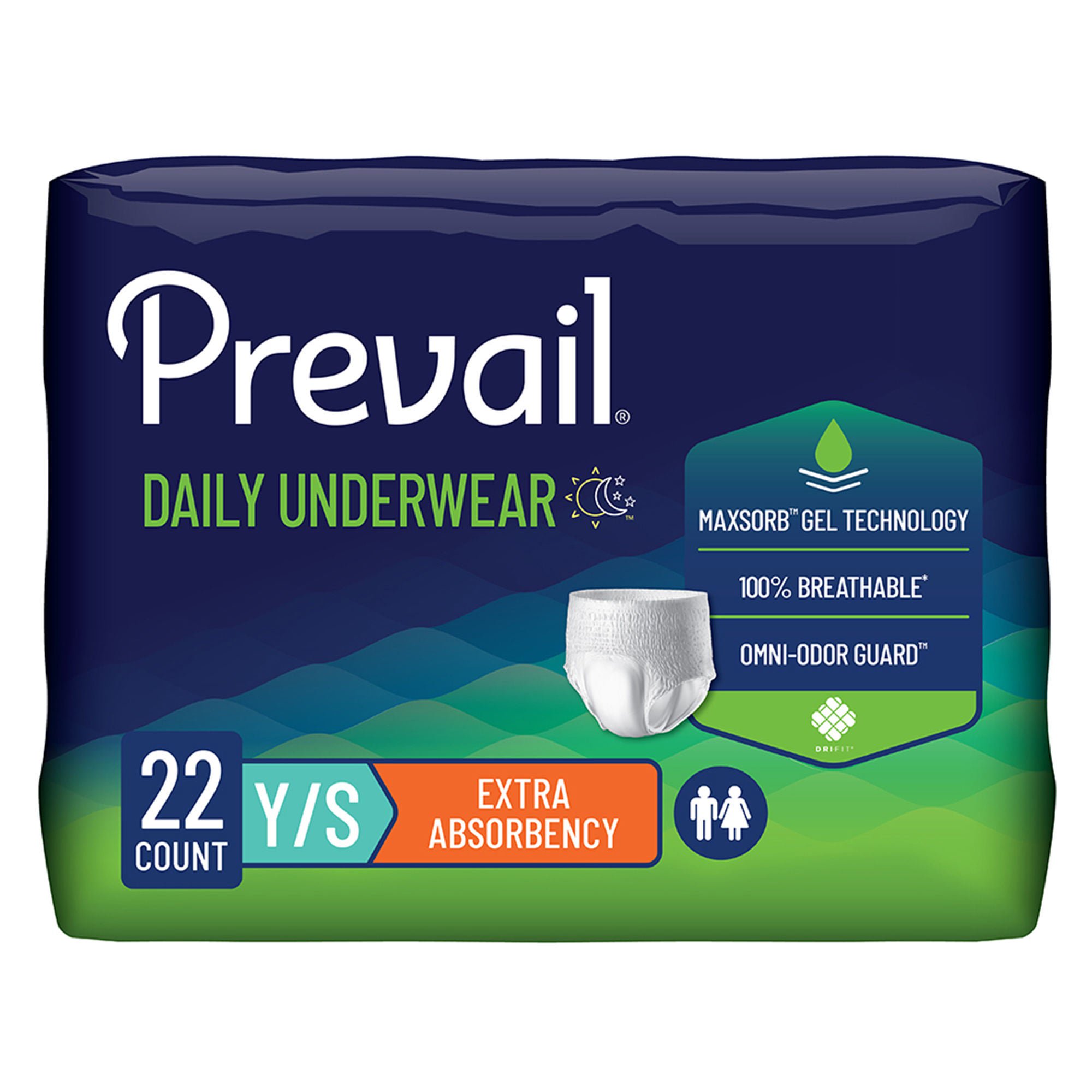 Prevail® Daily Underwear Extra Absorbent Underwear, Small (Youth)