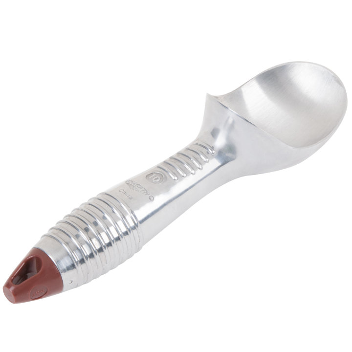 4-ounce aluminum ice cream scoop with brown end