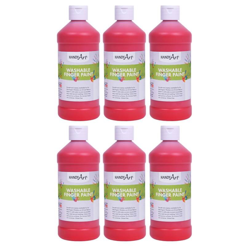 Washable Finger Paint, Red, 16 oz., Pack of 6