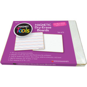 Double-Sided Magnetic Dry-Erase Boards, Lined and Blank, Set of 5