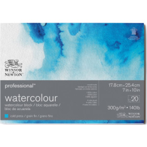 Professional Watercolor Block, Cold Press, 7X10 in, 300 gsm (140 lb), 20 Pages