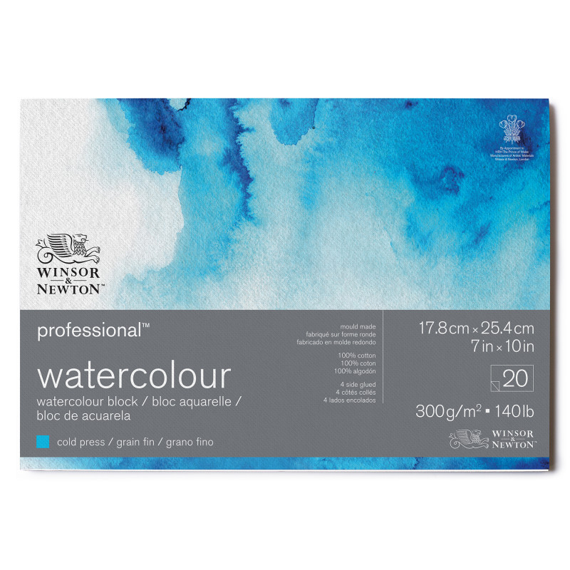 Professional Watercolor Block, Cold Press, 7X10 in, 300 gsm (140 lb), 20 Pages