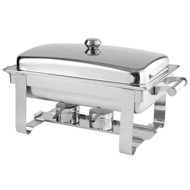 Chafing dish de acero inoxidable.