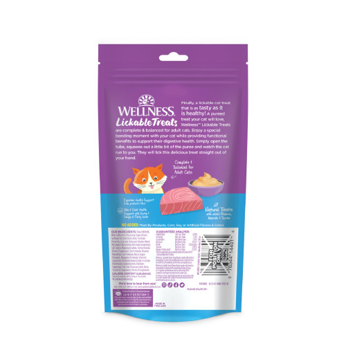 Wellness Lickable Treats Tuna Recipe Made with Broth back packaging