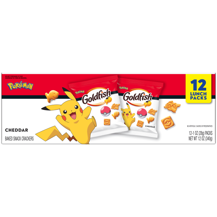 Goldfish® Pokémon Cheddar Baked Snack Crackers, 12 count box, 1 oz, bag - Back Image